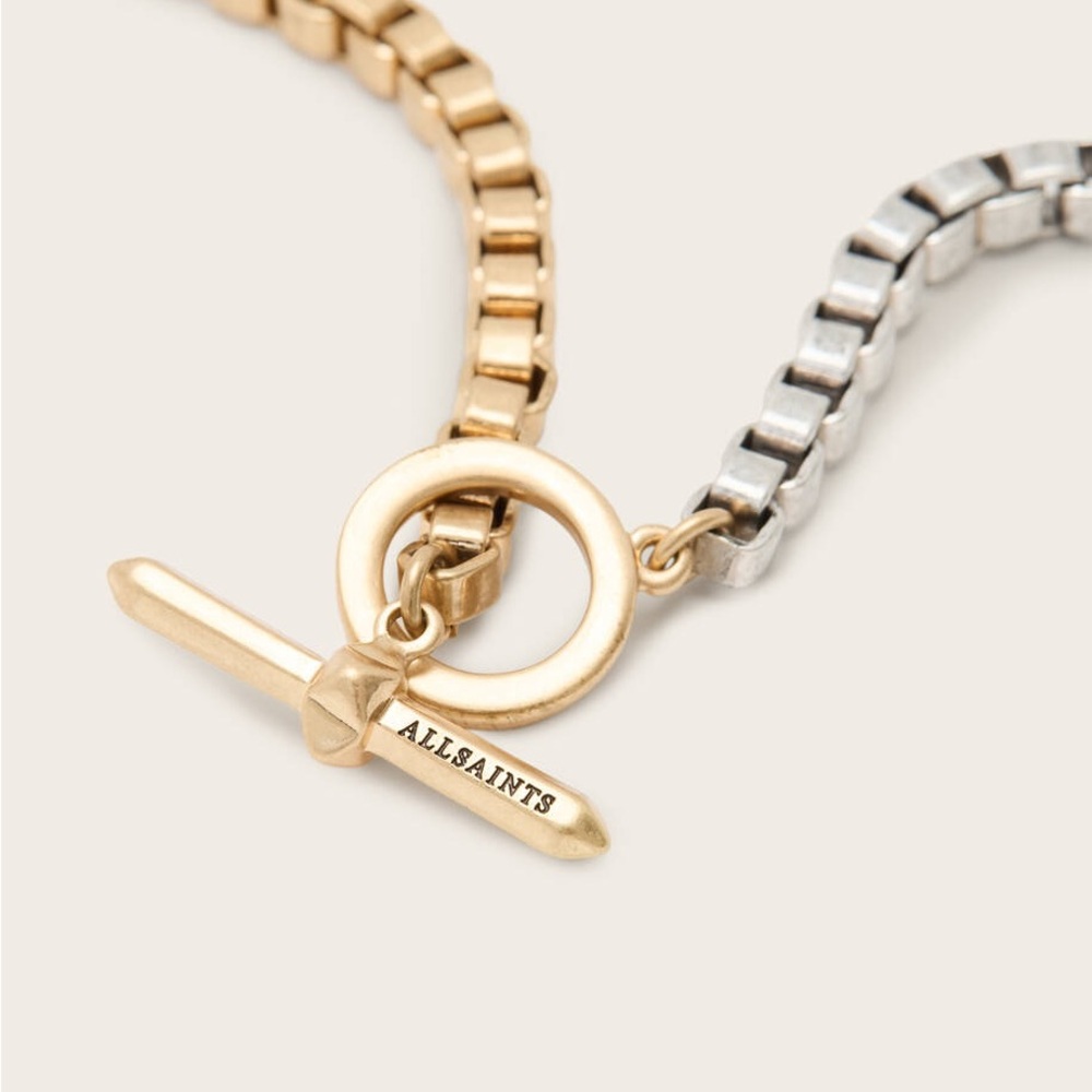 AllSaints Two Tone Toggle Box Chain Necklace